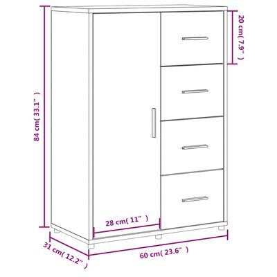 vidaXL Buffet chêne sonoma 60x31x84 cm bois d'ingénierie