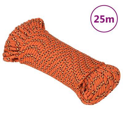 vidaXL Corde de bateau Orange 3 mm 25 m Polypropylène