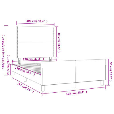 vidaXL Cadre de lit sans matelas marron foncé 120x190 cm tissu