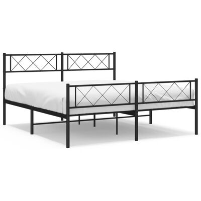 vidaXL Cadre de lit métal sans matelas avec pied de lit noir 120x200cm