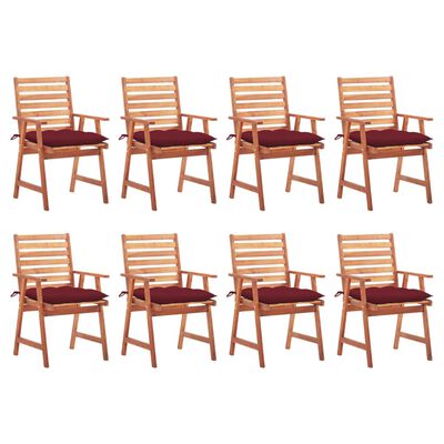 vidaXL Chaises à manger d'extérieur lot de 8 et coussins Acacia massif