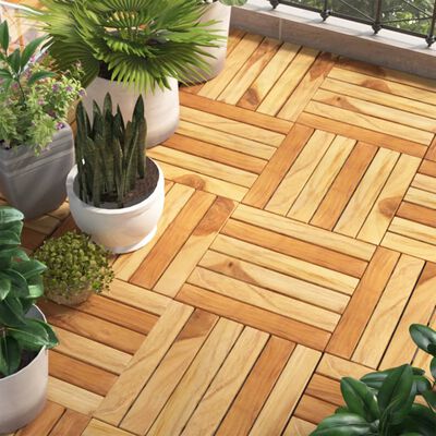 vidaXL Tuiles de terrasse 30 pcs 30x30 cm bois massif teck vertical