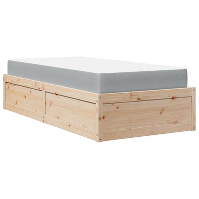 vidaXL Lit avec matelas 90x200 cm bois massif de pin