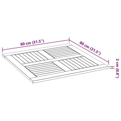 vidaXL Dessus de table 80x80x2,2 cm carré bois massif d'acacia