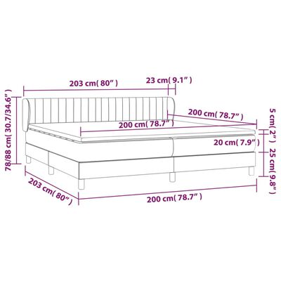 vidaXL Sommier à lattes de lit avec matelas Gris foncé 200x200cm Tissu