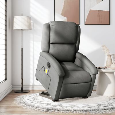 vidaXL Fauteuil inclinable de massage électrique Gris foncé Tissu