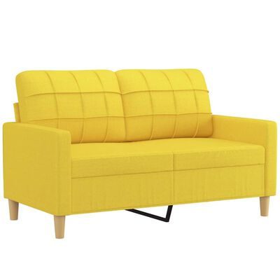 vidaXL Canapé à 2 places Jaune clair 120 cm Tissu