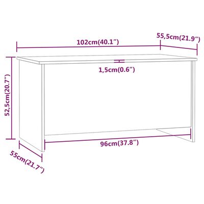 vidaXL Table basse sonoma gris 102x55,5x52,5 cm bois d'ingénierie