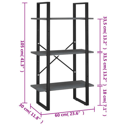 vidaXL Étagère de rangement Gris 60x30x105 cm Bois de pin massif