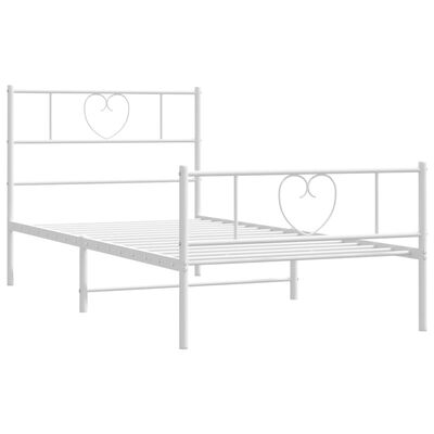 vidaXL Cadre de lit métal sans matelas et pied de lit blanc 100x190 cm