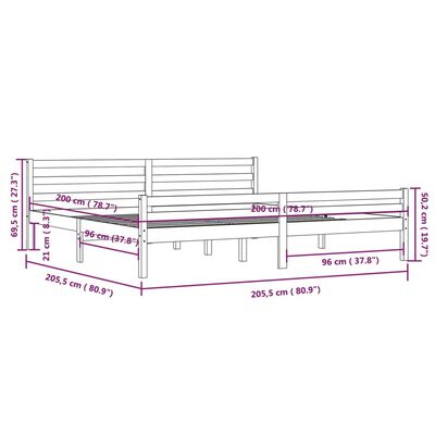 vidaXL Cadre de lit sans matelas marron miel bois massif 200x200 cm