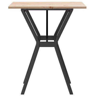 vidaXL Table à manger cadre en Y 60x60x75 cm bois de pin massif fonte