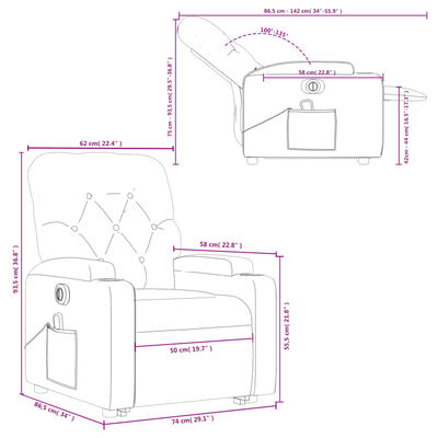 vidaXL Fauteuil inclinable de massage électrique noir similicuir