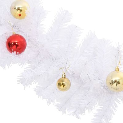 vidaXL Guirlande de Noël décorée avec boules Blanc 10 m