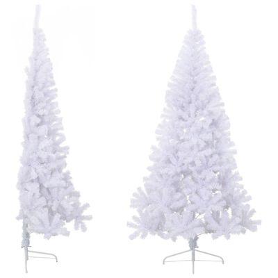 vidaXL Sapin de Noël artificiel moitié avec support blanc 180 cm PVC