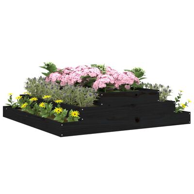 vidaXL Jardinière Noir 110x110x27 cm Bois massif de pin