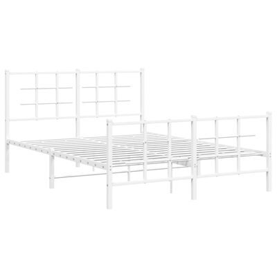 vidaXL Cadre de lit métal sans matelas et pied de lit blanc 135x190 cm