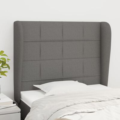 vidaXL Tête de lit avec oreilles Gris foncé 103x23x118/128 cm Tissu