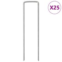 vidaXL Piquets de sol en forme de U 25 pcs 15x3,5 cm acier galvanisé