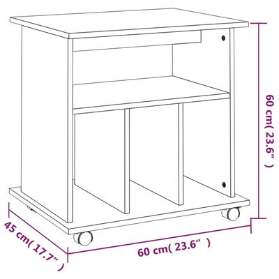 vidaXL Armoire roulante Chêne fumé 60x45x60 cm Bois d'ingénierie