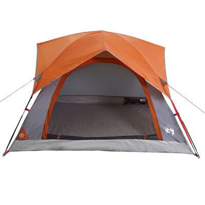 vidaXL Tente de camping de cabine 4 personnes gris orange imperméable