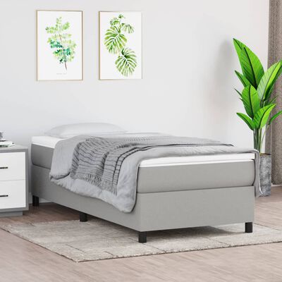 vidaXL Sommier à lattes de lit avec matelas Gris clair 90x200 cm Tissu