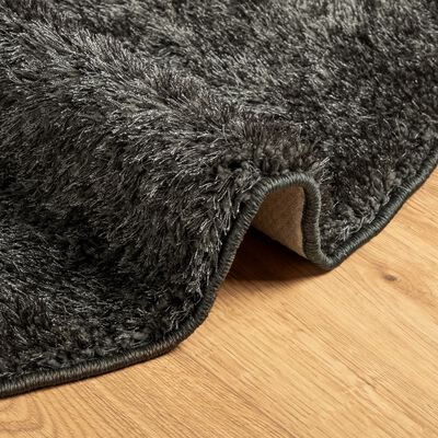 vidaXL Tapis ISTAN à poils longs aspect brillant anthracite Ø 100 cm