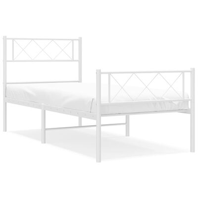 vidaXL Cadre de lit métal sans matelas avec pied de lit blanc 75x190cm