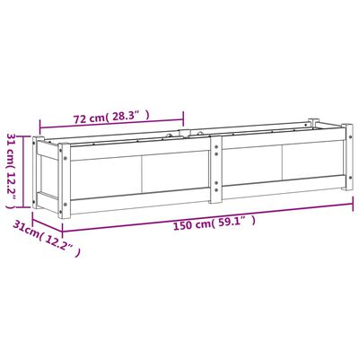 vidaXL Jardinière 150x31x31 cm bois de pin imprégné