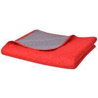 vidaXL Couvre-lit matelassé double-face Rouge et gris 170x210 cm