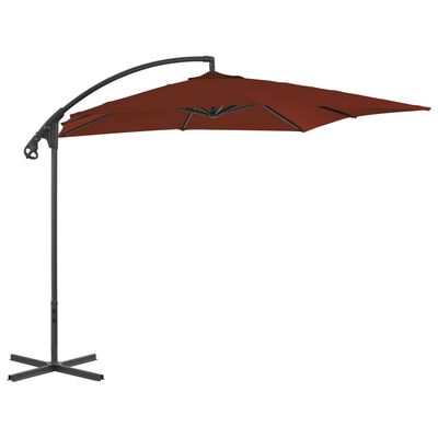 vidaXL Parasol de jardin en porte-à-faux avec mât en acier terre cuite