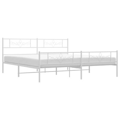 vidaXL Cadre de lit métal sans matelas et pied de lit blanc 180x200 cm