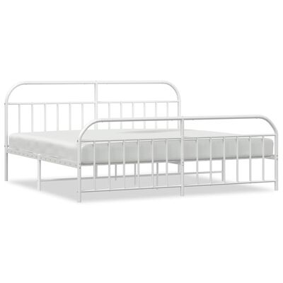 vidaXL Cadre de lit métal sans matelas et pied de lit blanc 193x203 cm