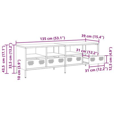 vidaXL Meuble TV rose 135x39x43,5 cm acier laminé à froid