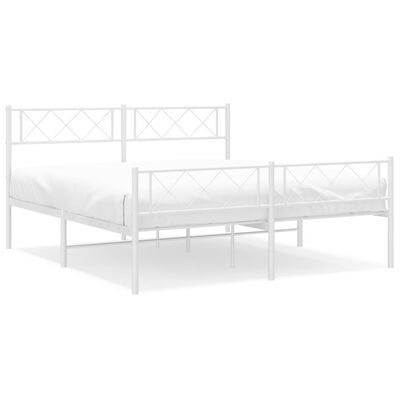 vidaXL Cadre de lit métal sans matelas et pied de lit blanc 140x190 cm