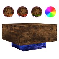 vidaXL Table basse avec lumières LED chêne fumé 55x55x31 cm