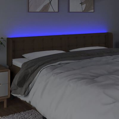 vidaXL Tête de lit à LED Marron foncé 183x16x78/88 cm Tissu