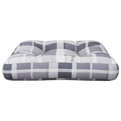 vidaXL Coussin de palette motif à carreaux gris 50x50x12 cm tissu