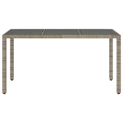 vidaXL Table de jardin dessus en verre Gris 150x90x75cm Résine tressée