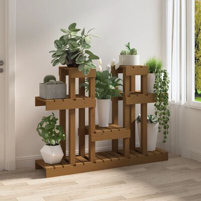 vidaXL Support à plantes Marron miel 104,5x25x77,5 cm Bois massif pin