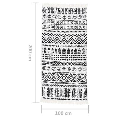 vidaXL Tapis Noir et blanc 100x200 cm Coton