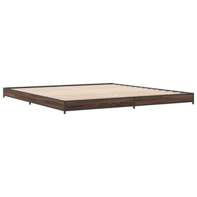 vidaXL Cadre de lit chêne marron 200x200 cm bois d'ingénierie et métal