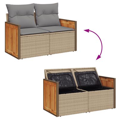 vidaXL Salon de jardin 11 pcs avec coussins beige résine tressée