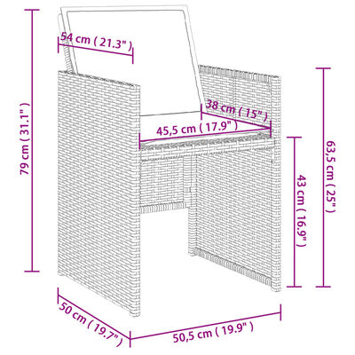 vidaXL Ensemble à manger de jardin 9pcs coussins noir résine tressée