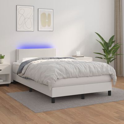 vidaXL Sommier à lattes de lit avec matelas et LED Blanc 120x200 cm