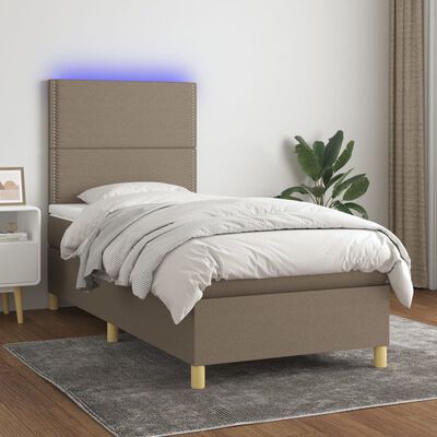 vidaXL Sommier à lattes de lit et matelas et LED Taupe 80x200cm Tissu