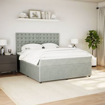 vidaXL Sommier à lattes de lit et matelas Gris clair 180x200cm Velours