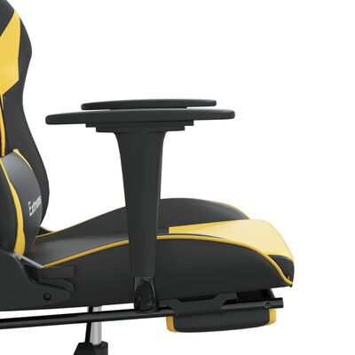 vidaXL Chaise de jeu de massage et repose-pied Noir doré Similicuir