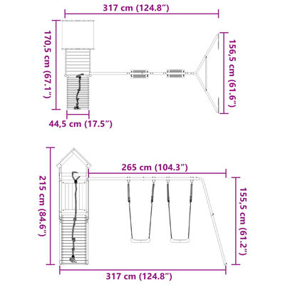 vidaXL Aire de jeux d'extérieur bois de pin imprégné