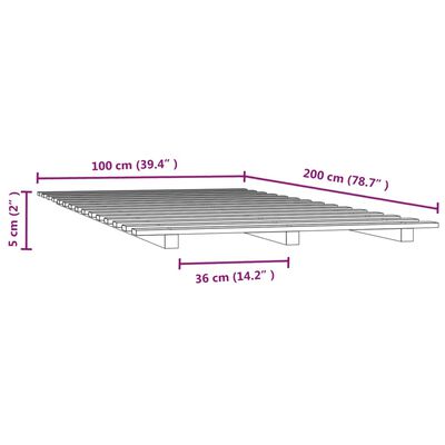 vidaXL Cadre de lit sans matelas noir 100x200 cm bois massif de pin